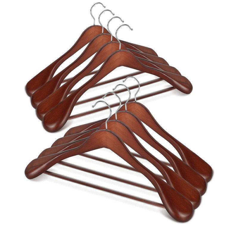 Rebrilliant 8 Pack Wooden Hangers With Non Slip Pants Bar HighGrade